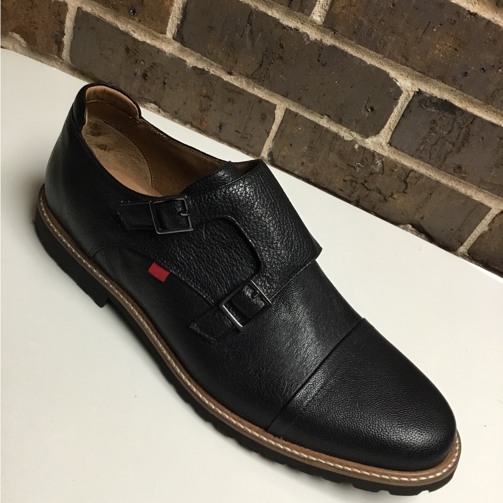 Men's Black Double Monk Strap Slip-On Loafer